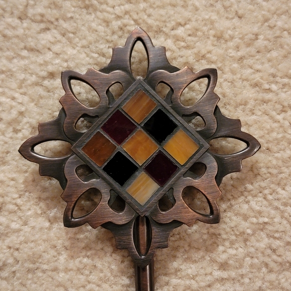 LESPREANCE INTERIORS ♡ Vtg Bronze Decorative Design Curtain Hold Backs - 1 Pair - Picture 5 of 9